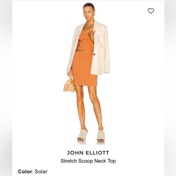 John Elliott stretch suede cotton scoop neck crop top solar M NWT. - Picture 15 of 15